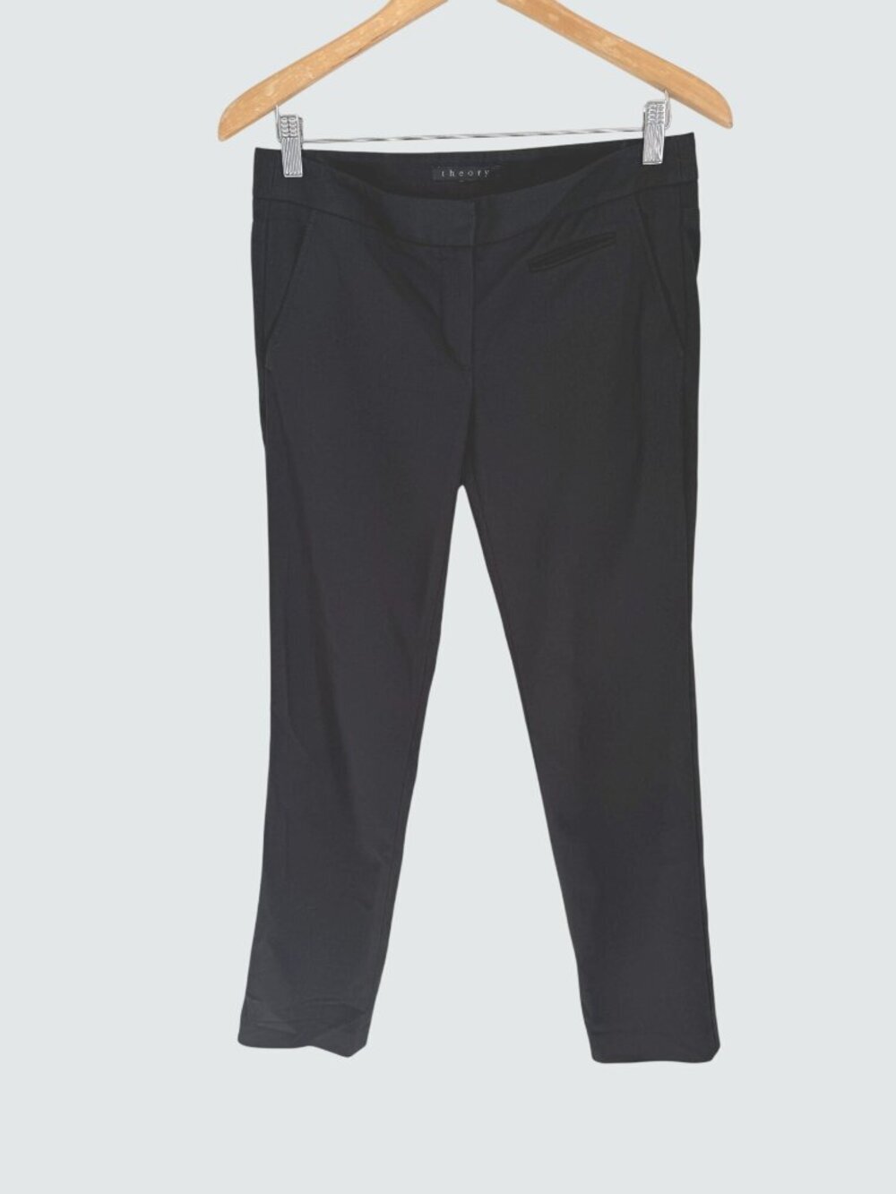 Theory Black Concordia/Soho Slim Fit Womens Trousers Size 8 Lightweight Stretch